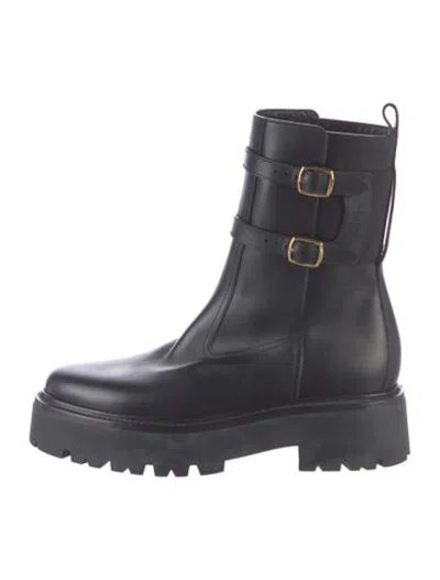 Pre-owned Celine Leather Moto Boots In Black