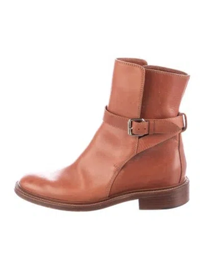 Pre-owned Celine Leather Moto Boots In Brown
