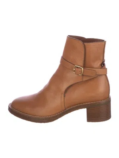 Pre-owned Celine Leather Moto Boots In Brown