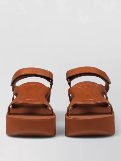 Celine Sunny Leather Sandals With 6 Cm Heels In Brown