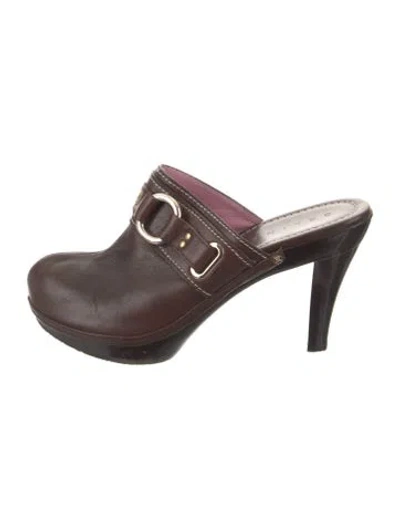 Pre-owned Celine Leather Mules In Brown