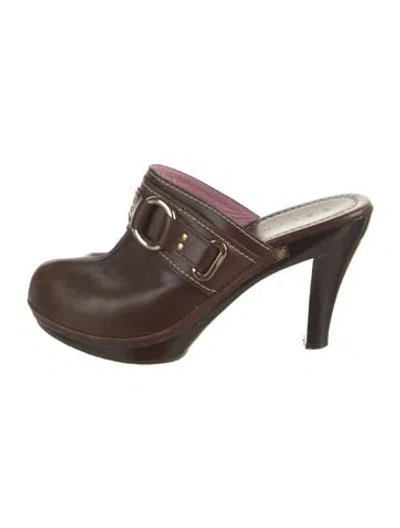 Pre-owned Celine Leather Mules In Brown