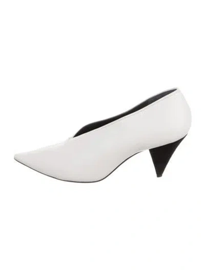 Pre-owned Celine Leather Mules In White