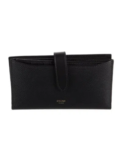 Pre-owned Celine Leather Multifunction Wallet Leather French Purse In Black