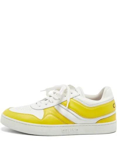 Pre-owned Celine Leather Panelled Low-top Sneakers In Yellow