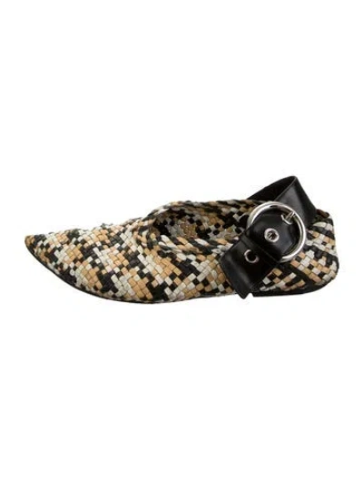 Pre-owned Celine Leather Patterned Flats In Black/yellow