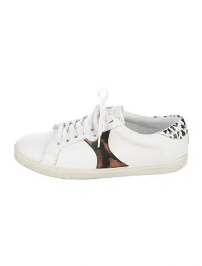 Pre-owned Celine Leather Patterned Sneakers In White