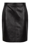 Celine Leather Pencil Skirt In Black
