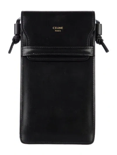 Pre-owned Celine Leather Phone Pouch In Black