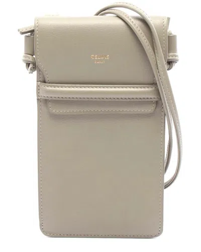 Celine Leather Phone Pouch Shoulder Bag (authentic Pre-loved) In Neutral