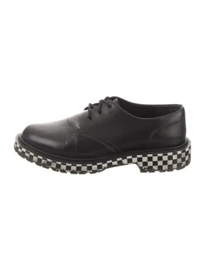 Pre-owned Celine Leather Plaid Print Derby Shoes In Black