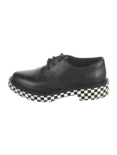 Pre-owned Celine Leather Plaid Print Oxfords In Black
