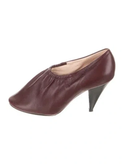 Pre-owned Celine Leather Pleated Accents Pumps In Red