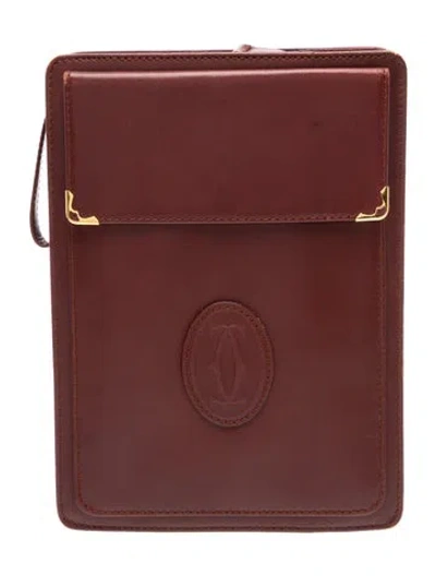 Pre-owned Celine Leather Portfolio Small In Burgundy