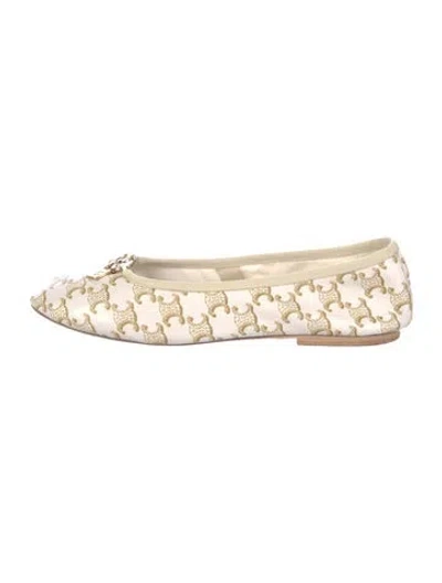 Pre-owned Celine Leather Printed Ballet Flats In Neutral