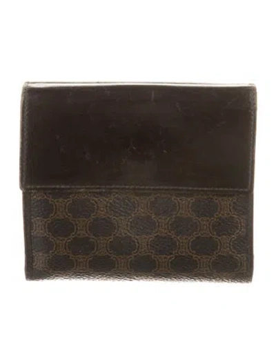 Pre-owned Celine Leather Printed Bifold Wallet In Black