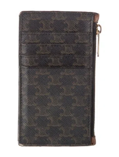 Pre-owned Celine Leather Printed Bifold Wallet In Brown