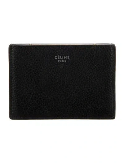 Pre-owned Celine Leather Printed Card Holder In Black
