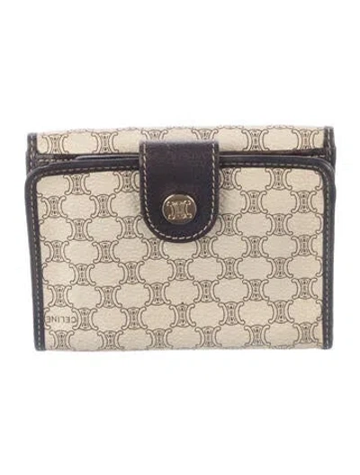 Pre-owned Celine Leather Printed Card Holder In Brown