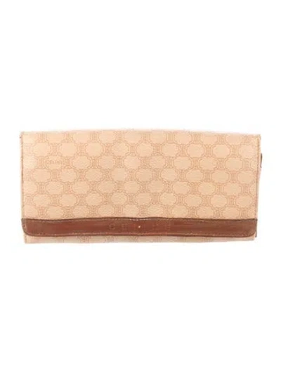 Pre-owned Celine Leather Printed Continental Wallet In Neutral