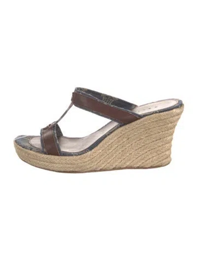 Pre-owned Celine Leather Printed Mules In Brown