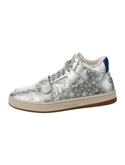Pre-owned Celine Leather Printed Sneakers In Silver