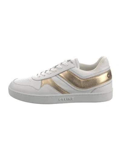 Pre-owned Celine Leather Printed Sneakers In White