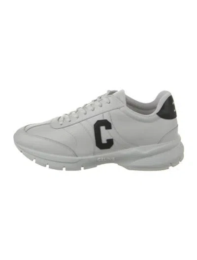 Pre-owned Celine Leather Printed Sneakers In White