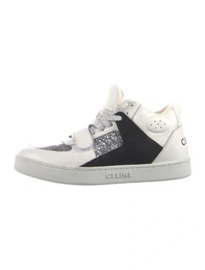 Pre-owned Celine Leather Printed Sneakers In White