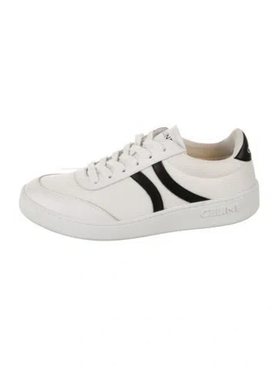 Pre-owned Celine Leather Printed Sneakers In White