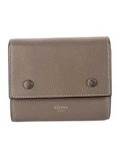 Pre-owned Celine Leather Printed Wallet In Neutral