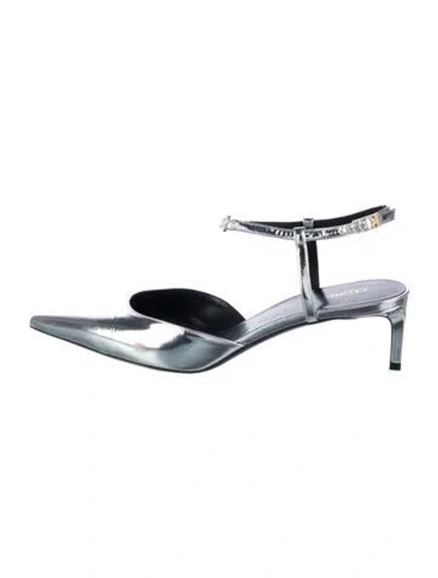 Pre-owned Celine Leather Pumps In Metallic/silver