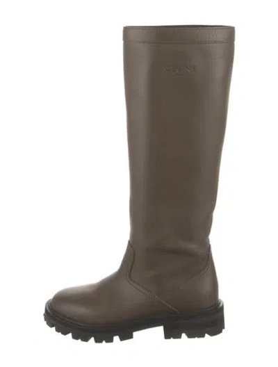 Pre-owned Celine Leather Rain Boots In Neutral