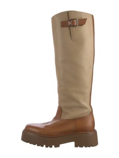Pre-owned Celine Leather Rain Boots In Neutral