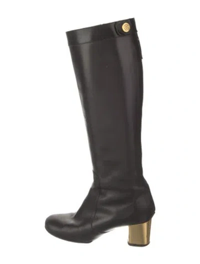 Pre-owned Celine Leather Riding Boots In Black