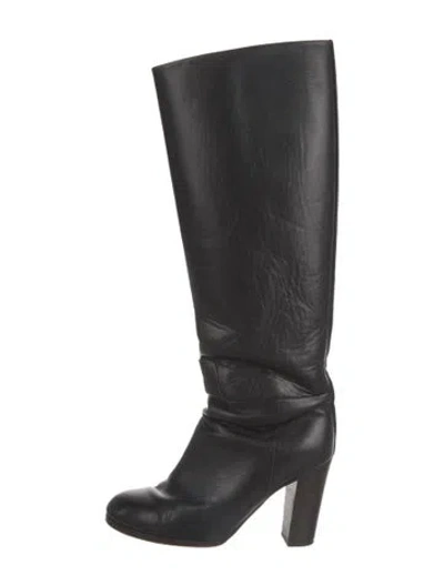 Pre-owned Celine Leather Riding Boots In Black