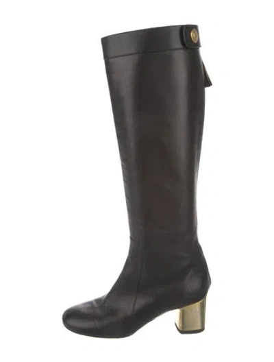 Pre-owned Celine Leather Riding Boots In Black