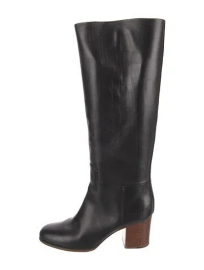 Pre-owned Celine Leather Riding Boots In Black