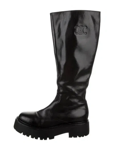 Pre-owned Celine Leather Riding Boots In Black