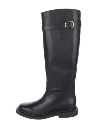 Pre-owned Celine Leather Riding Boots In Black