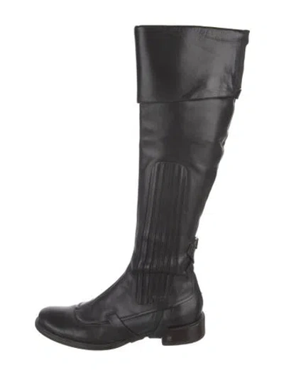 Pre-owned Celine Leather Riding Boots In Black