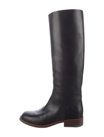 Pre-owned Celine Leather Riding Boots In Black