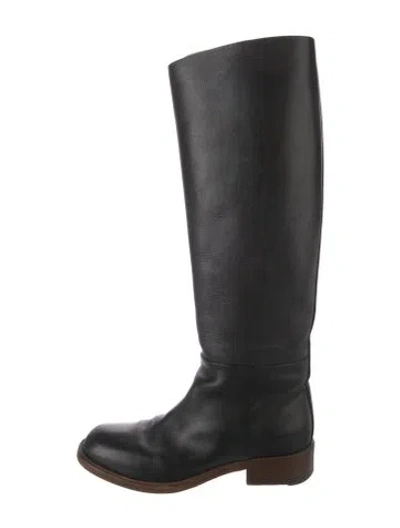 Pre-owned Celine Leather Riding Boots In Black