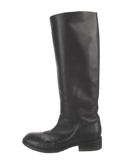 Pre-owned Celine Leather Riding Boots In Black