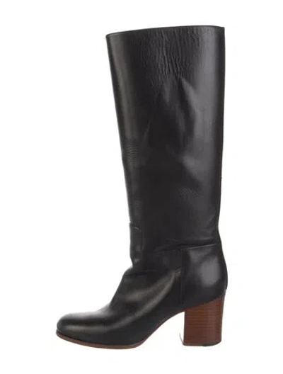Pre-owned Celine Leather Riding Boots In Black