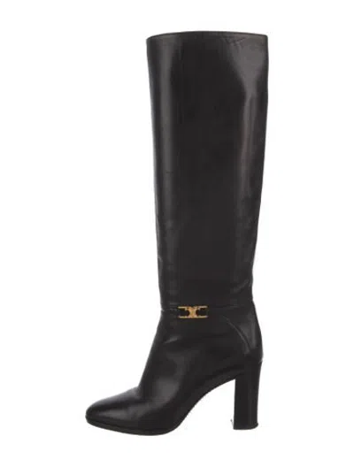 Pre-owned Celine Leather Riding Boots In Black
