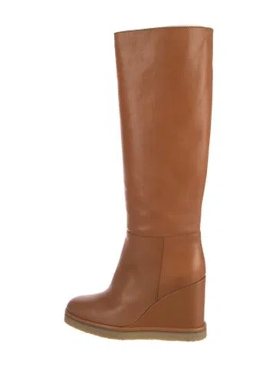 Pre-owned Celine Leather Riding Boots In Brown