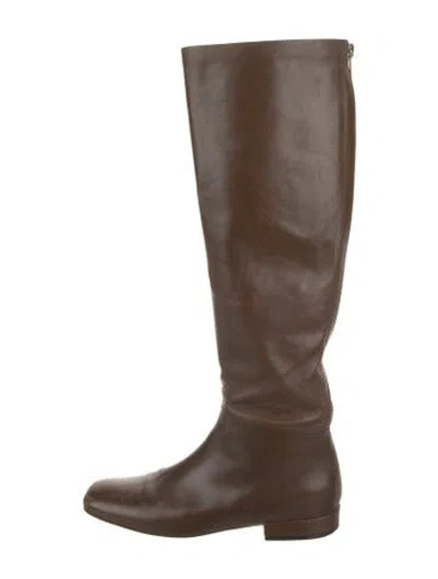Pre-owned Celine Leather Riding Boots In Brown