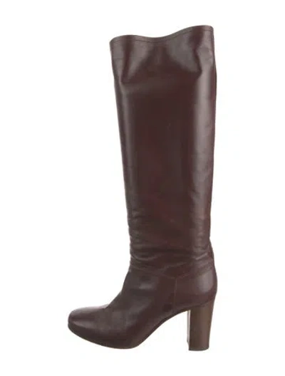 Pre-owned Celine Leather Riding Boots In Brown