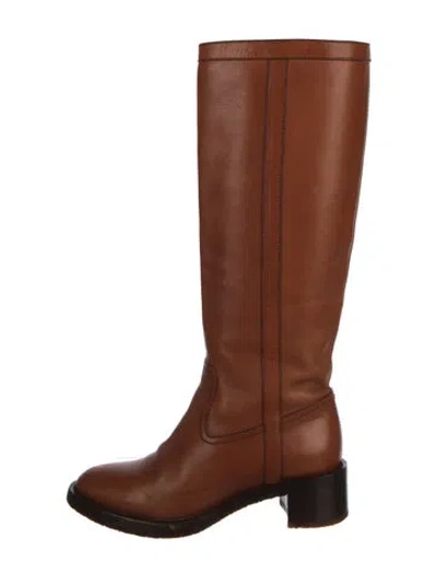 Pre-owned Celine Leather Riding Boots In Brown